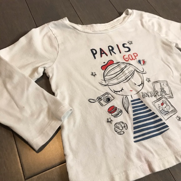 GAP baby white Paris long sleeved white tee - Picture 1 of 8